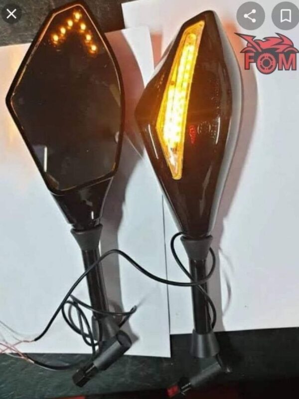 Universal looking glass with indicator for motorcycles