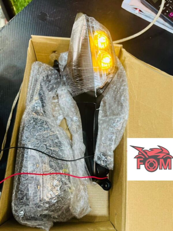 Motorcycle Rear View Mirrors with LED Lights Side Indicator - Image 2