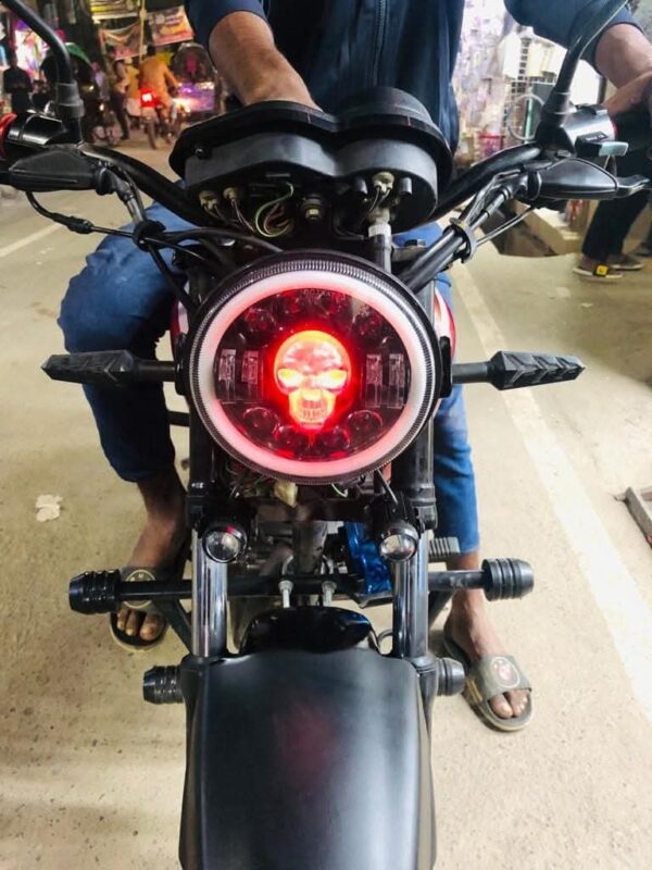 Universal Motorcycle LED skull Headlight For Chopper Cafe Racer - Image 2
