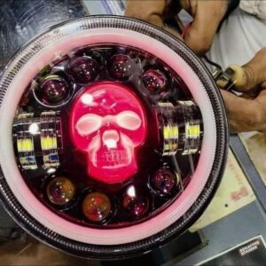Universal Motorcycle LED skull Headlight For Chopper Cafe Racer