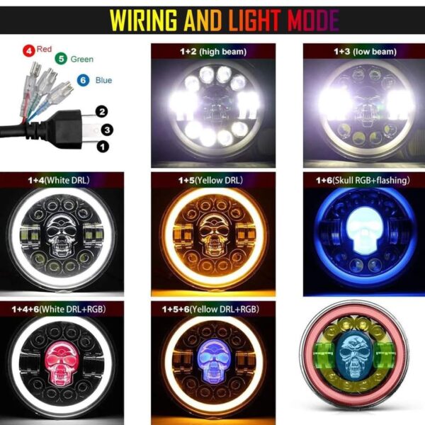 Universal Motorcycle LED skull Headlight For Chopper Cafe Racer - Image 3